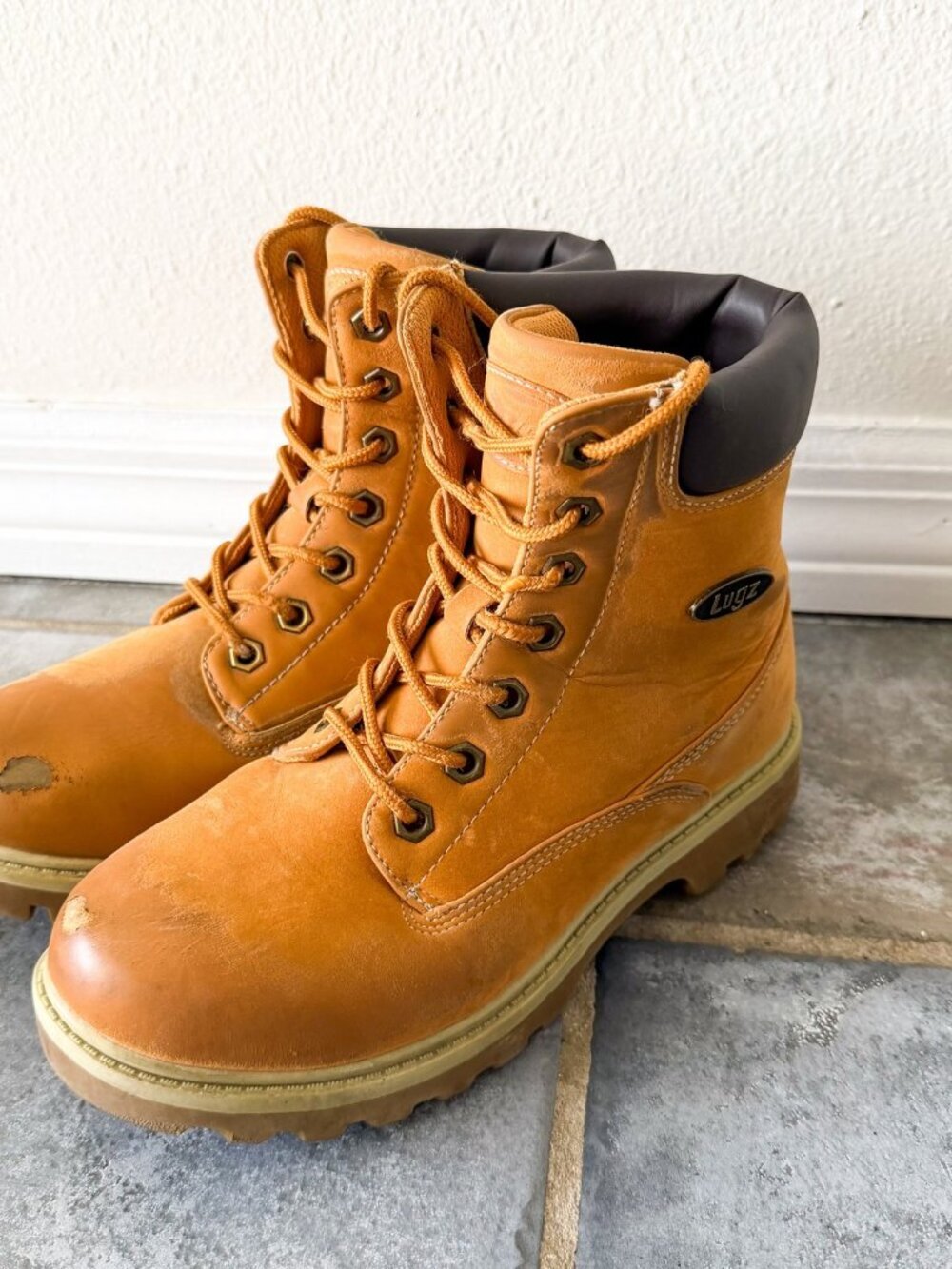 Lugz Empire Hi Work Boots Wheat Tan Lace Up Heavy Duty Men’s 5